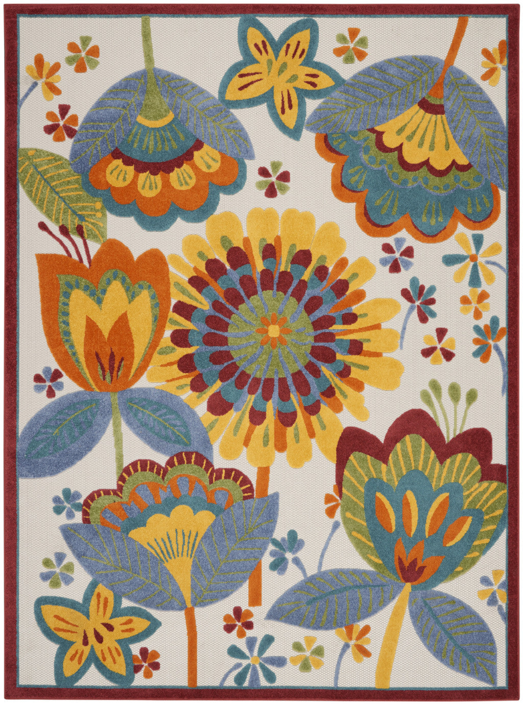 8' X 11' Yellow And Ivory Indoor Outdoor Area Rug-1