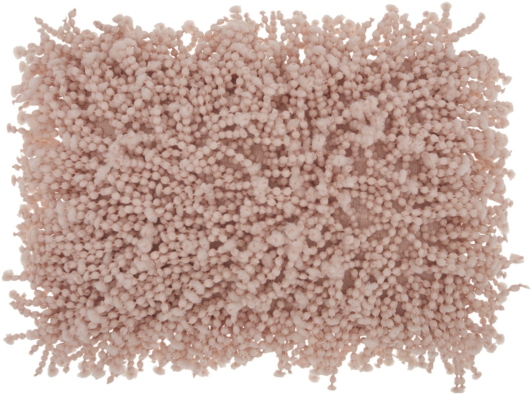 14" X 20" Pale Pink Shaggy Beads Lumbar Throw Pillow-1