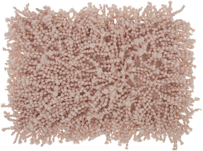 14" X 20" Pale Pink Shaggy Beads Lumbar Throw Pillow-1