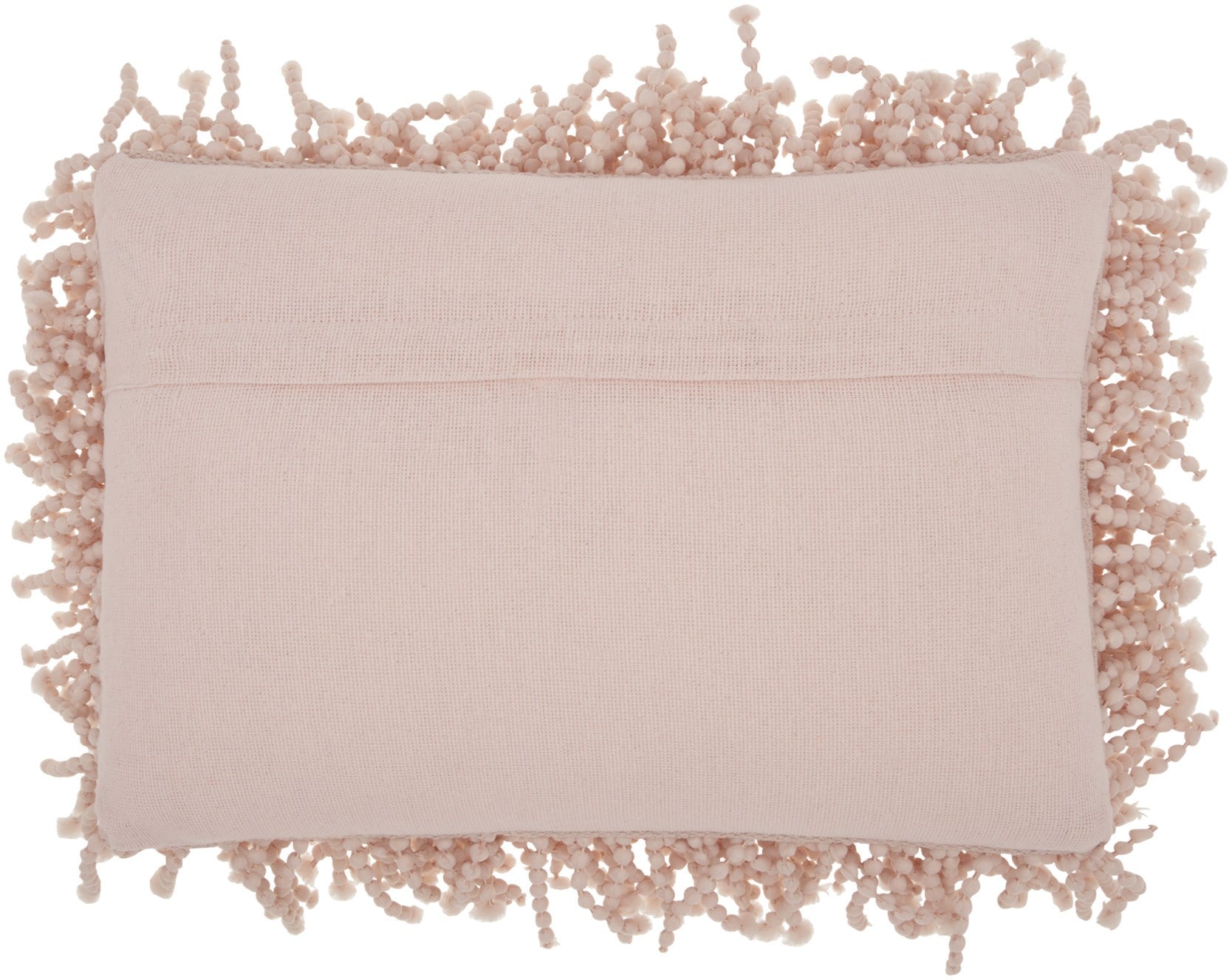 14" X 20" Pale Pink Shaggy Beads Lumbar Throw Pillow-2