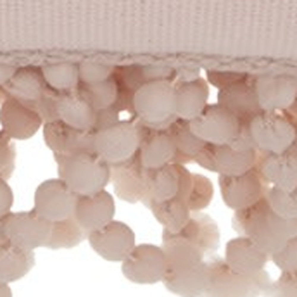 14" X 20" Pale Pink Shaggy Beads Lumbar Throw Pillow-3