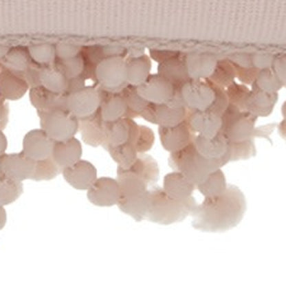 14" X 20" Pale Pink Shaggy Beads Lumbar Throw Pillow-4