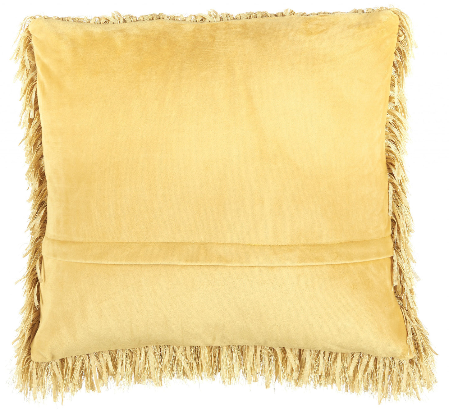 Square Yellow Shag Throw Pillow-1