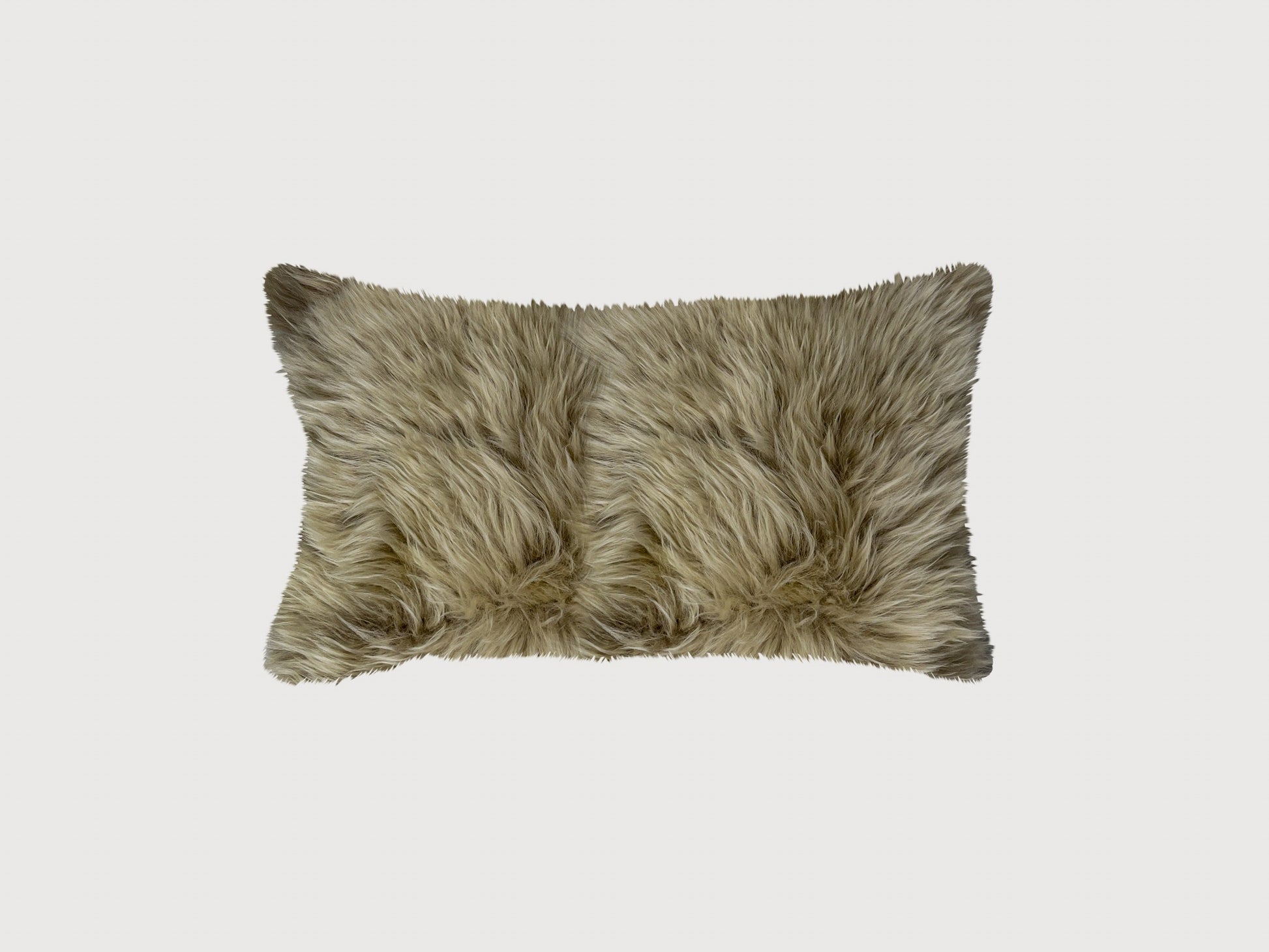 Taupe Natural Sheepskin Lumbar Pillow-3