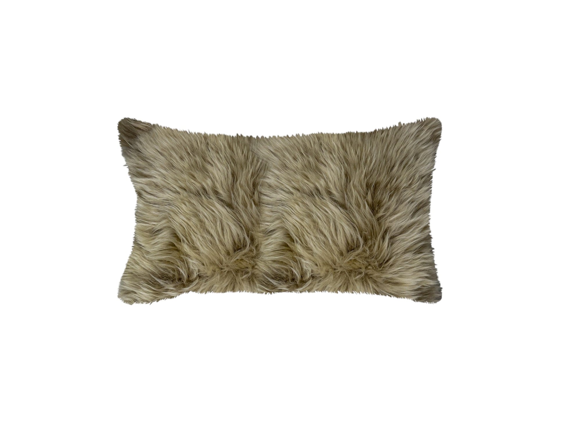 Taupe Natural Sheepskin Lumbar Pillow-1