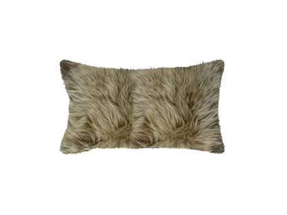 Taupe Natural Sheepskin Lumbar Pillow-1