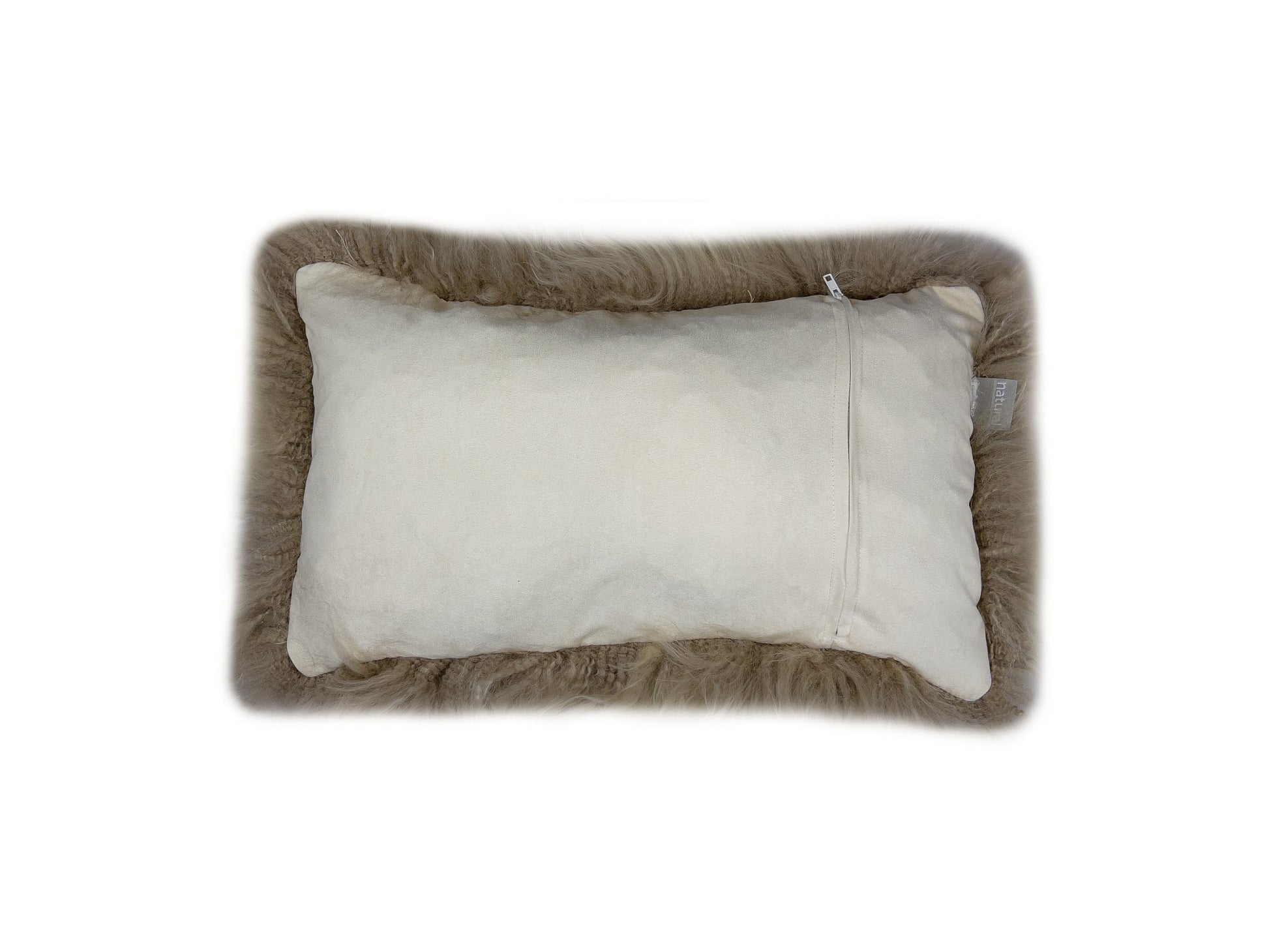Taupe Natural Sheepskin Lumbar Pillow-2