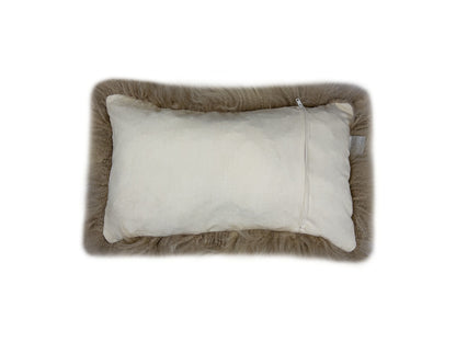 Taupe Natural Sheepskin Lumbar Pillow-2