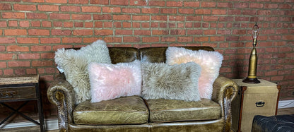 Taupe Natural Sheepskin Lumbar Pillow-6