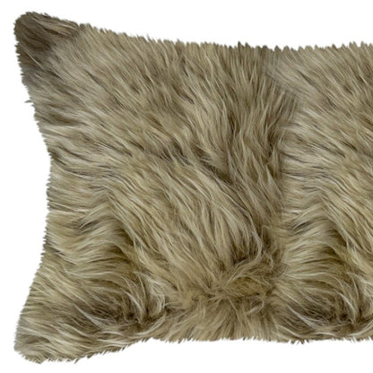 Taupe Natural Sheepskin Lumbar Pillow-7