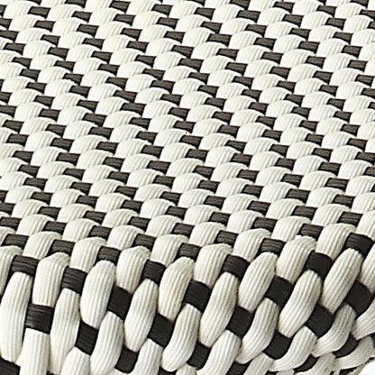 24" Black and White and Natural Heavy Duty Plastic and Rattan Backless Counter Height Bar Chair-2