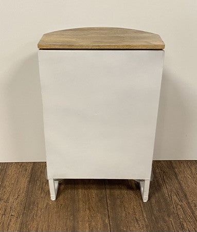 31" White And Wood Brown Solid Wood End Table With Two Shelves-6