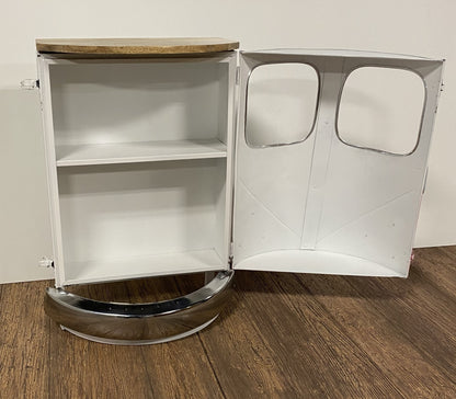 31" White And Wood Brown Solid Wood End Table With Two Shelves-7