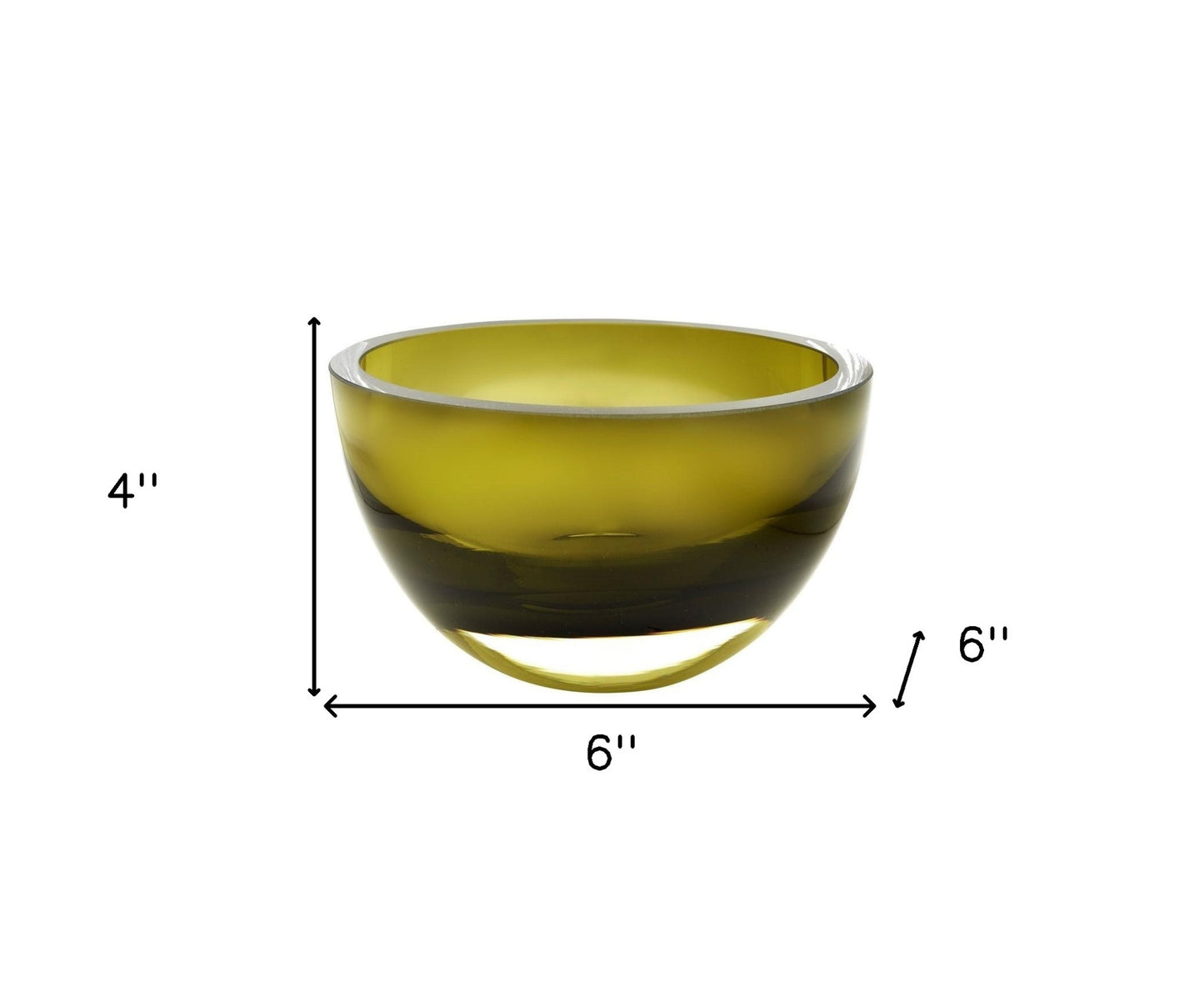 6" Moss Green Mouth Blown Crystal Thick Walled Bowl-5