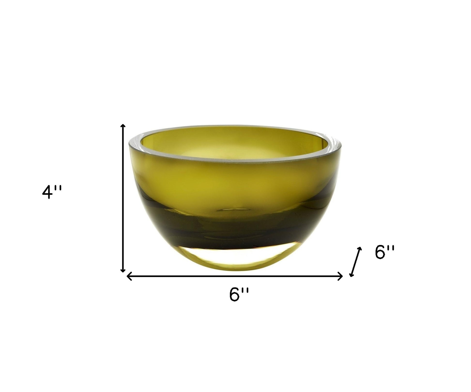6" Moss Green Mouth Blown Crystal Thick Walled Bowl-5