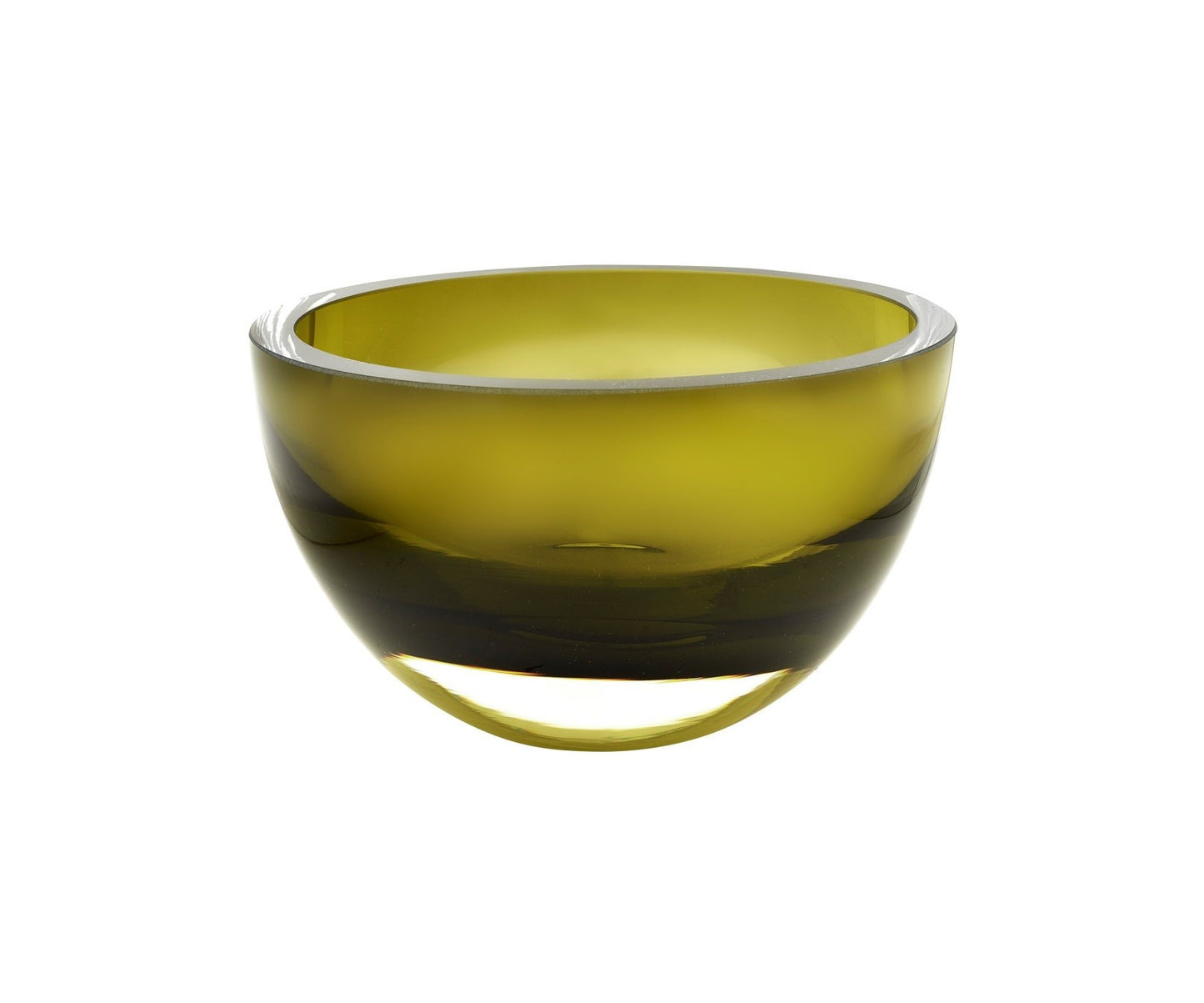 6" Moss Green Mouth Blown Crystal Thick Walled Bowl-4
