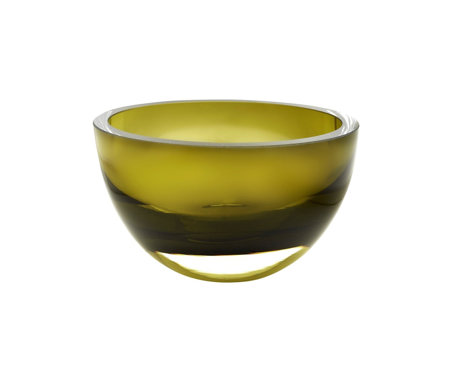 6" Moss Green Mouth Blown Crystal Thick Walled Bowl-2
