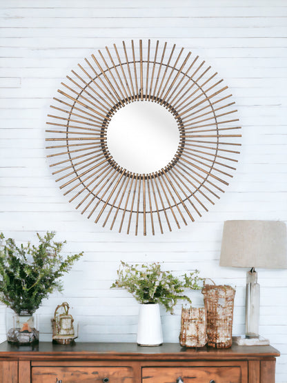 Gold Tribal Round Mirror-1