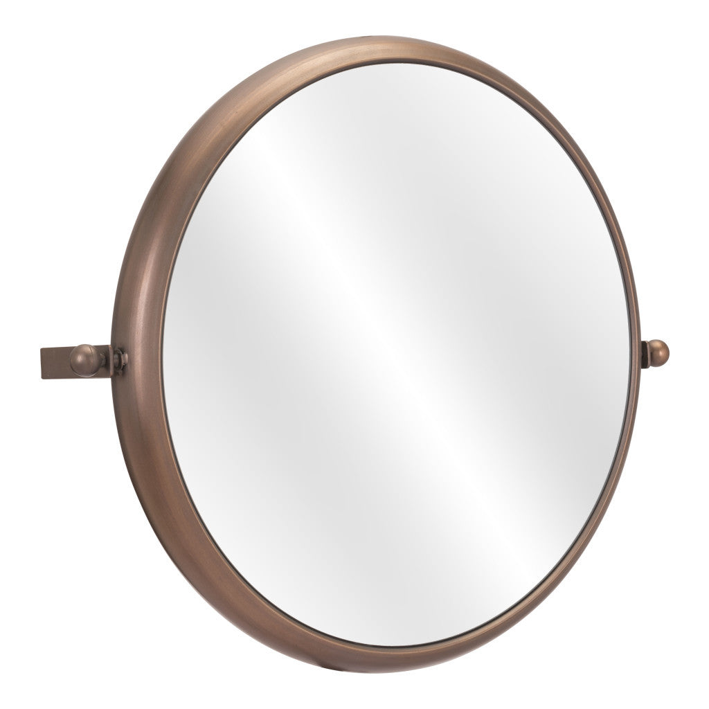 Industrial Gold Round Mirror-3