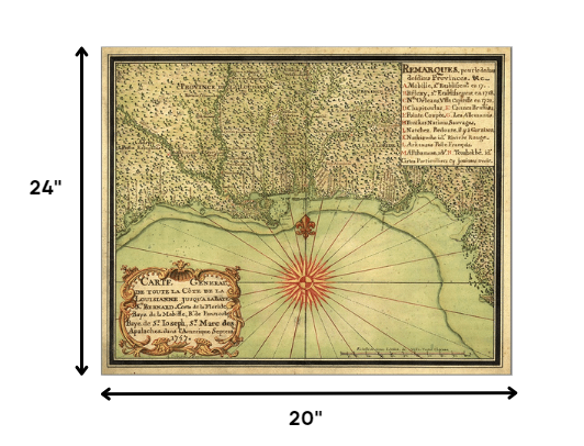 20" X 24" C1747 Map Of The Gulf Coast Vintage  Poster Wall Art-5