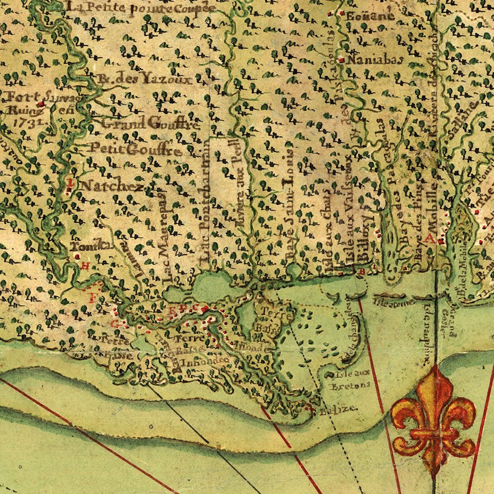 16" X 20" C1747 Map Of The Gulf Coast Vintage  Poster Wall Art-2