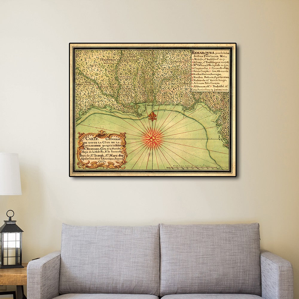 16" X 20" C1747 Map Of The Gulf Coast Vintage  Poster Wall Art-4
