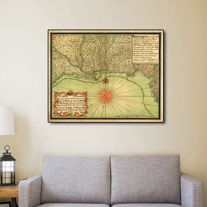 16" X 20" C1747 Map Of The Gulf Coast Vintage  Poster Wall Art-4