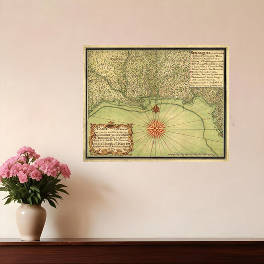 16" X 20" C1747 Map Of The Gulf Coast Vintage  Poster Wall Art-0