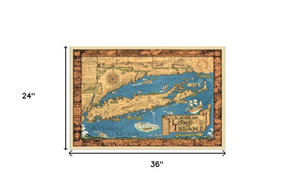 Vintage 1933 Map Of Long Island Unframed Print Wall Art-7
