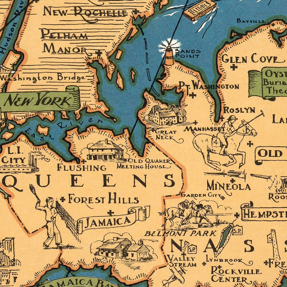 Vintage 1933 Map Of Long Island Unframed Print Wall Art-2