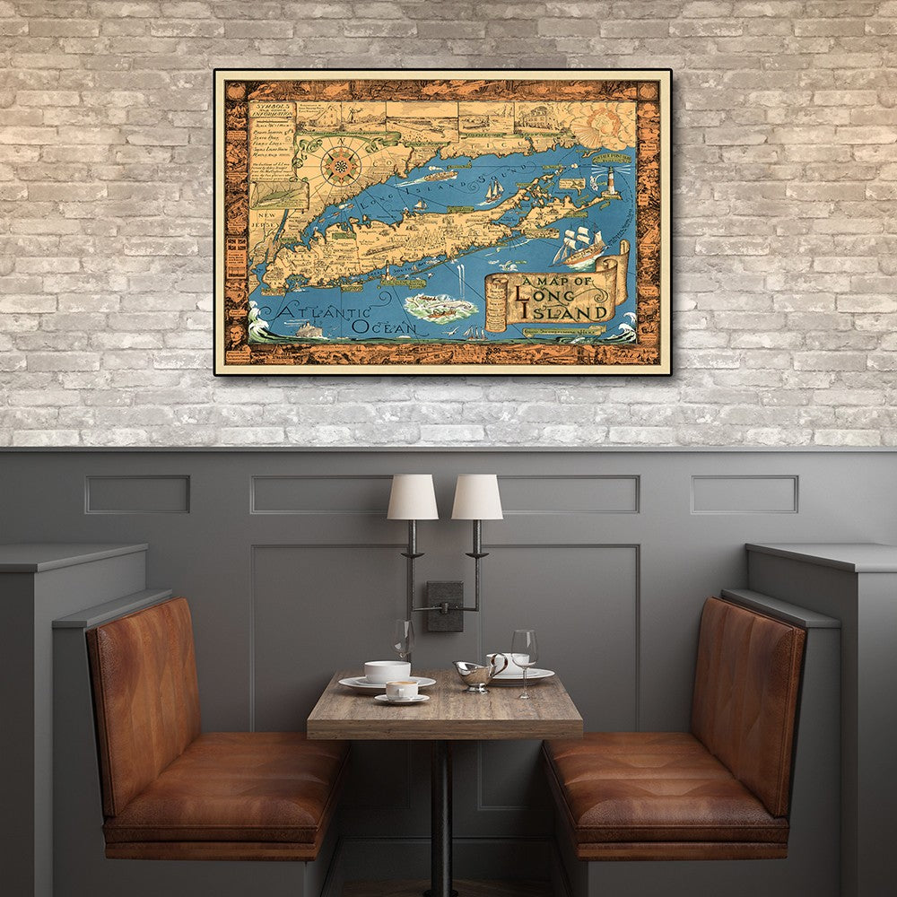 Vintage 1933 Map Of Long Island Unframed Print Wall Art-5