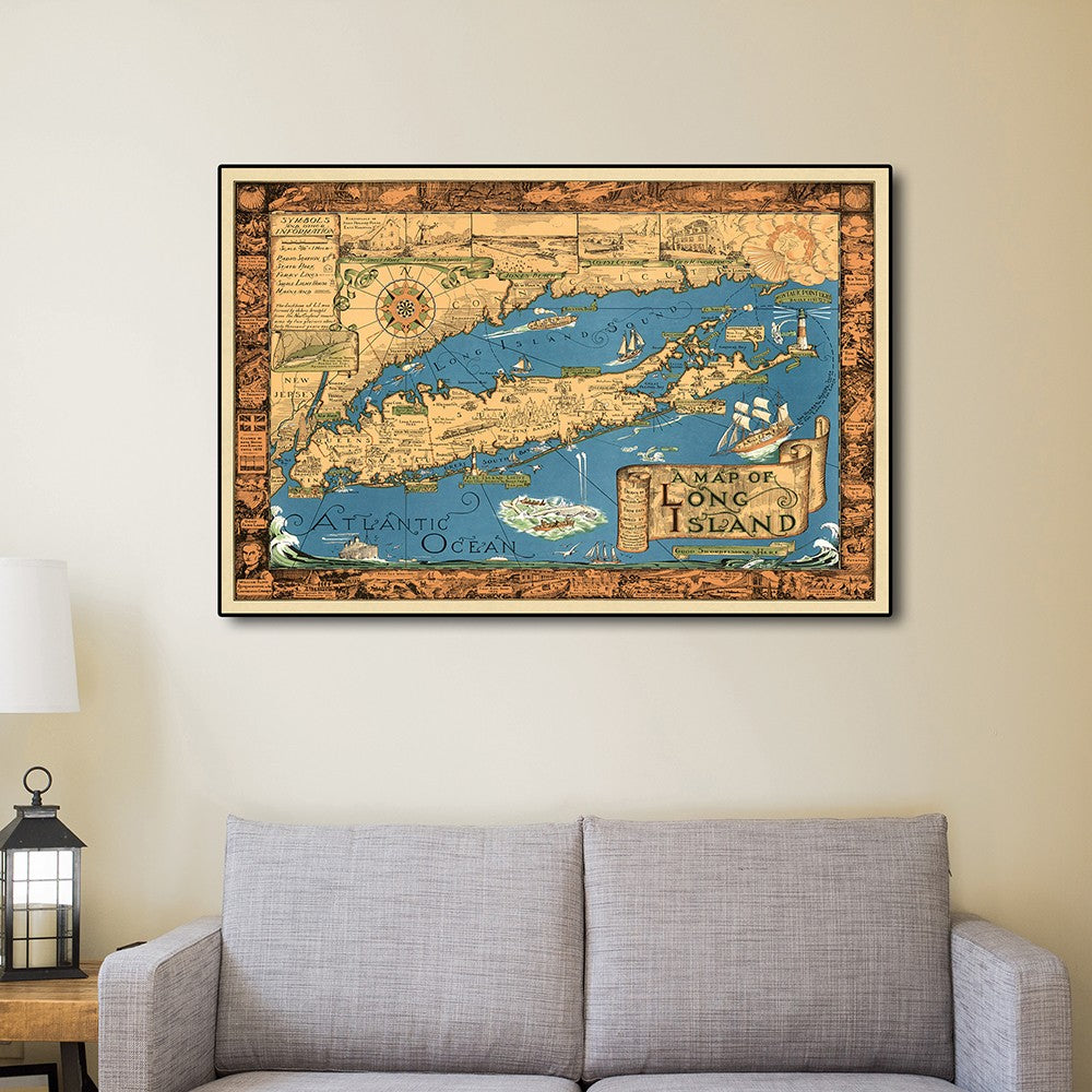 Vintage 1933 Map Of Long Island Unframed Print Wall Art-6
