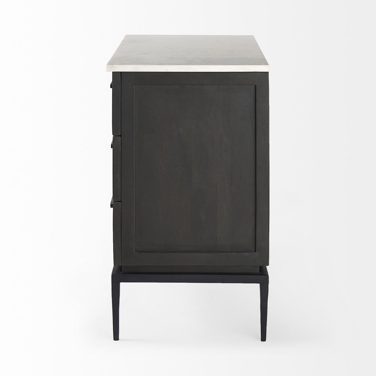 36" Black And White Solid Wood And Marble Three Drawer Dresser-3