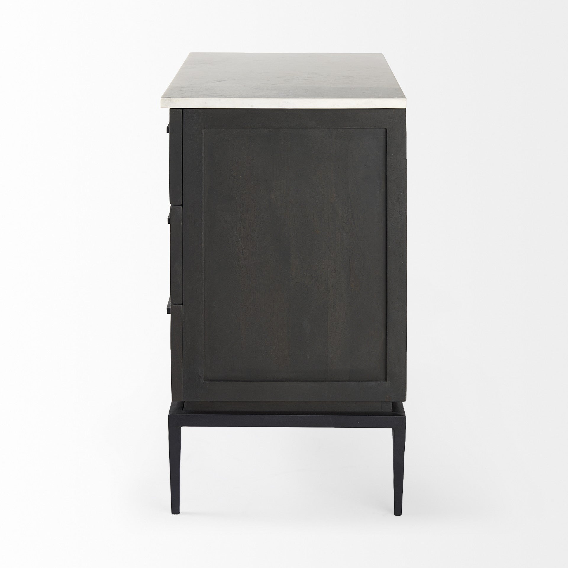 36" Black And White Solid Wood And Marble Three Drawer Dresser-3