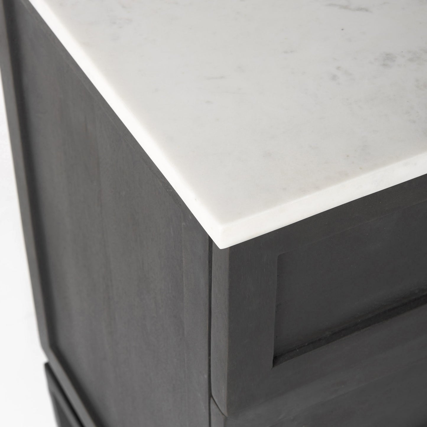 36" Black And White Solid Wood And Marble Three Drawer Dresser-7