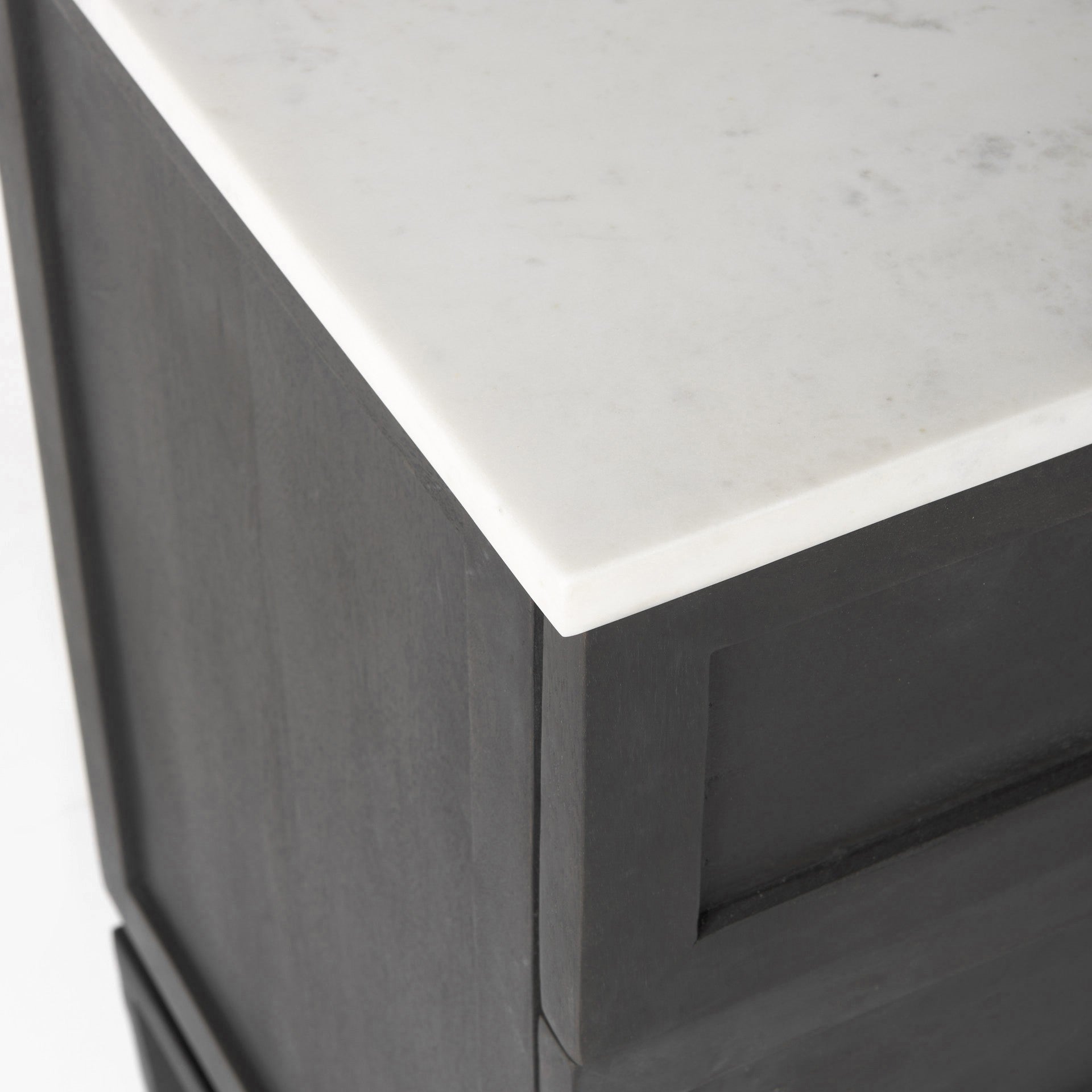 36" Black And White Solid Wood And Marble Three Drawer Dresser-7