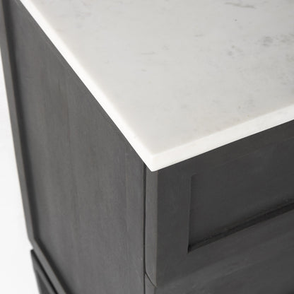 36" Black And White Solid Wood And Marble Three Drawer Dresser-7