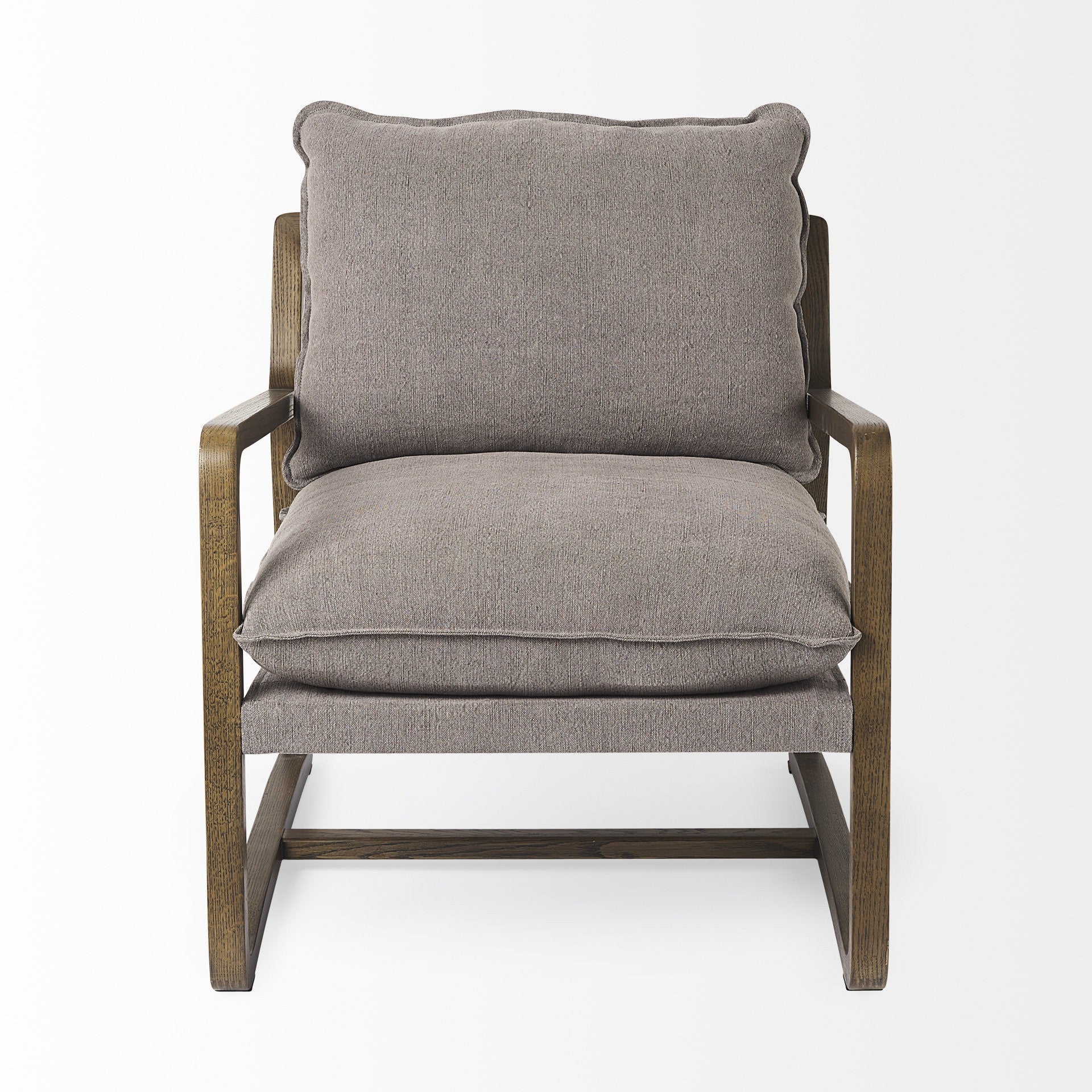 34" Gray and Brown Fabric Lounge Chair-2