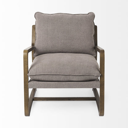 34" Gray and Brown Fabric Lounge Chair-2