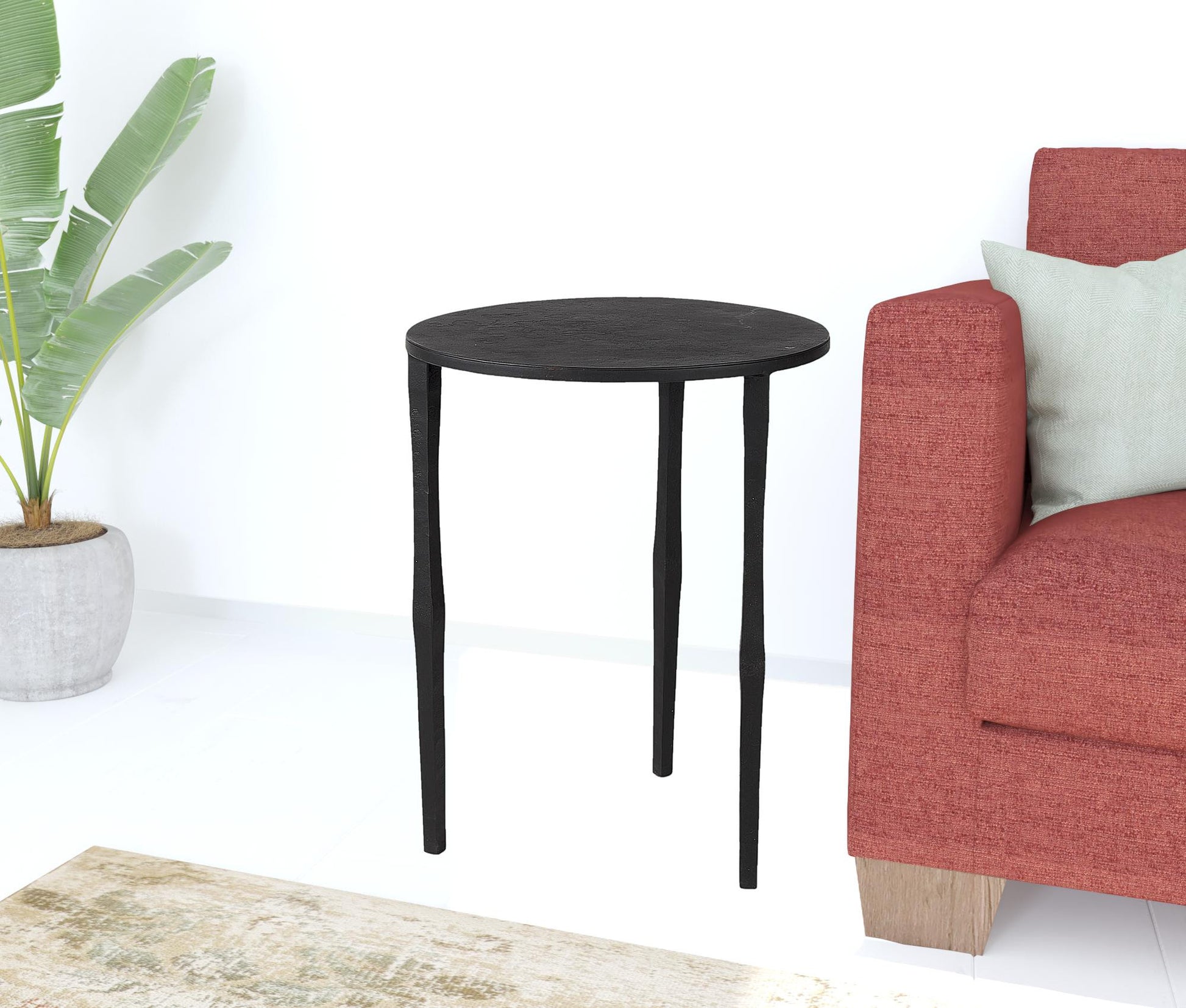 20" Black Iron Round End Table-5