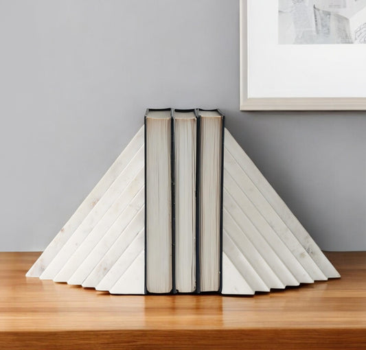 Set of Two 9" White Polyresin Decorative Bookends-0