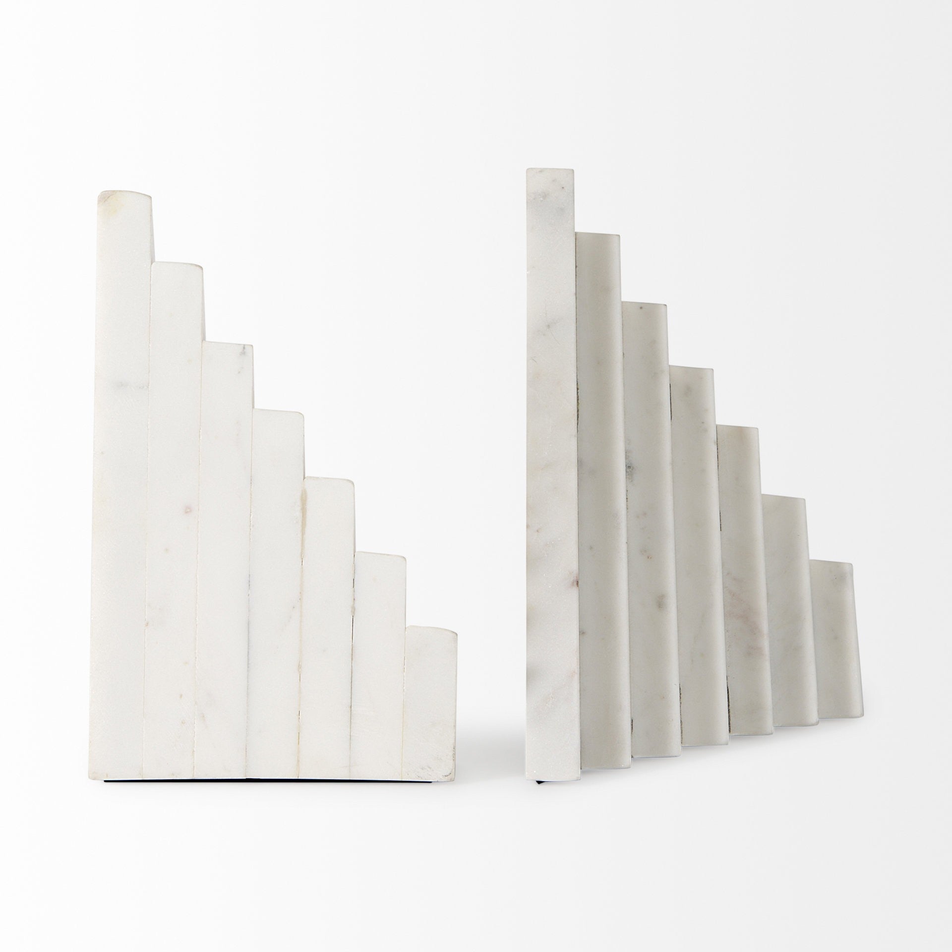 Set of Two 9" White Polyresin Decorative Bookends-1