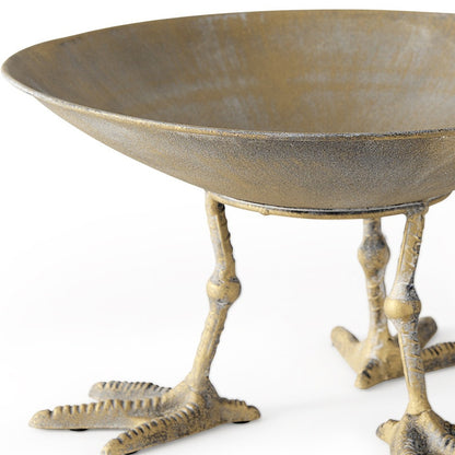 13" Gold Metal Round Centerpiece Bowl-7