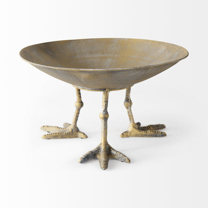 13" Gold Metal Round Centerpiece Bowl-3