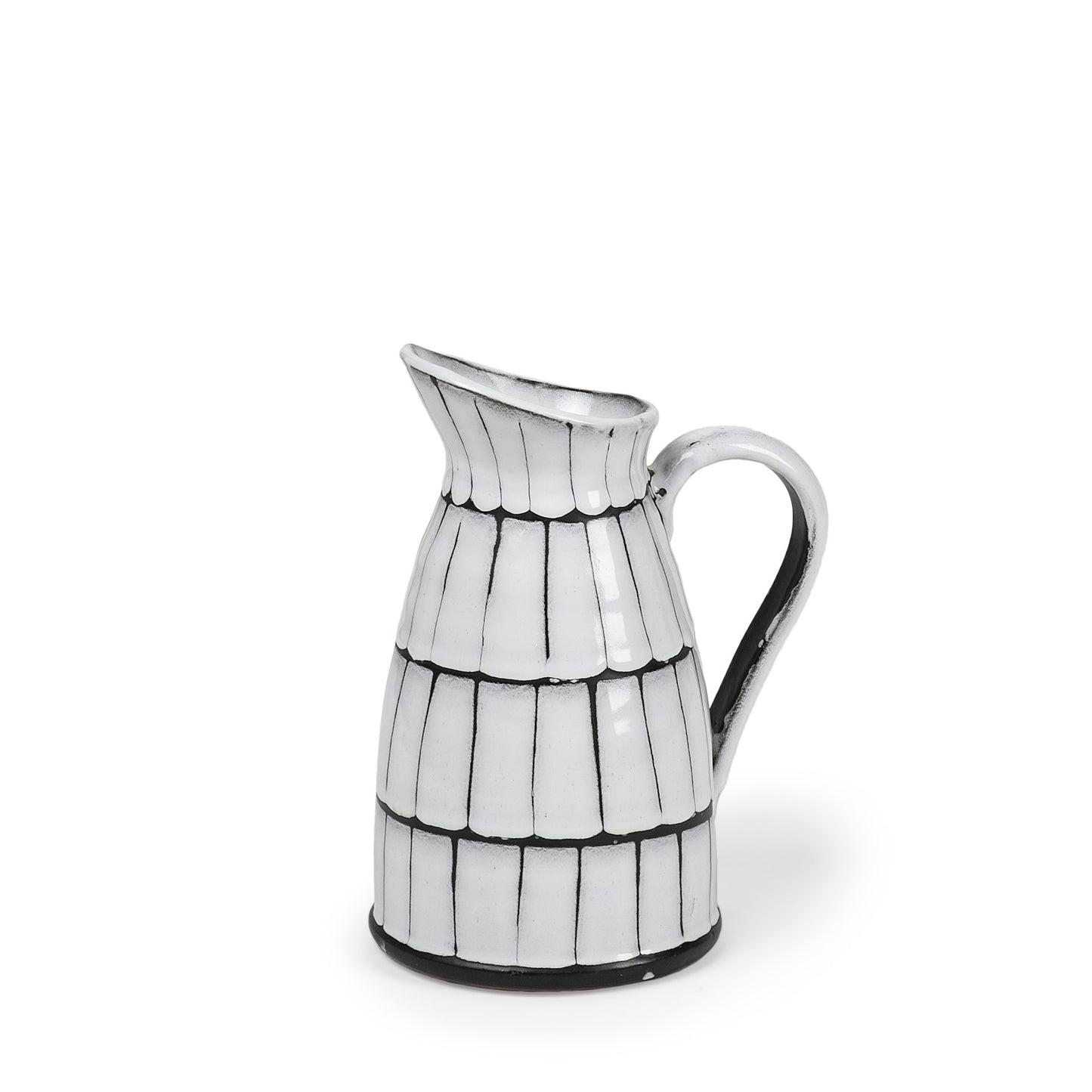 10" Black And White Cylinder Ceramic Urns Jars-1
