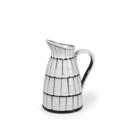 10" Black And White Cylinder Ceramic Urns Jars-1