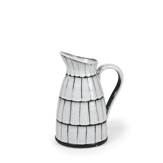 10" Black And White Cylinder Ceramic Urns Jars-1
