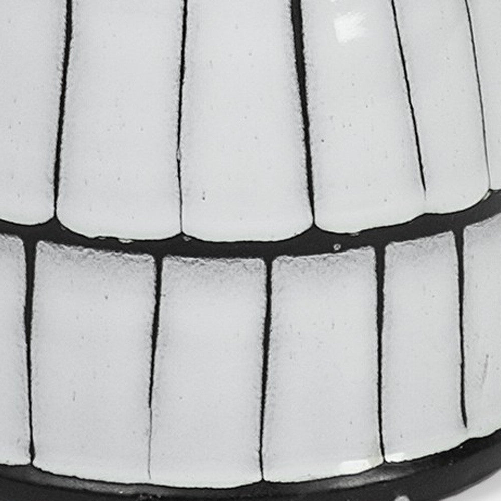 10" Black And White Cylinder Ceramic Urns Jars-3