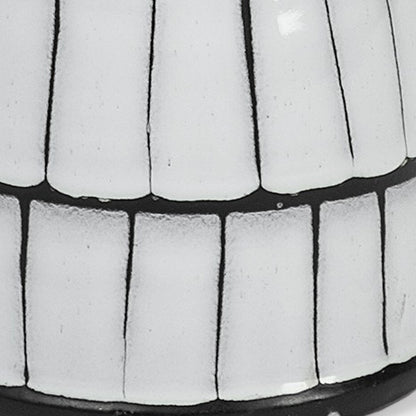 10" Black And White Cylinder Ceramic Urns Jars-3