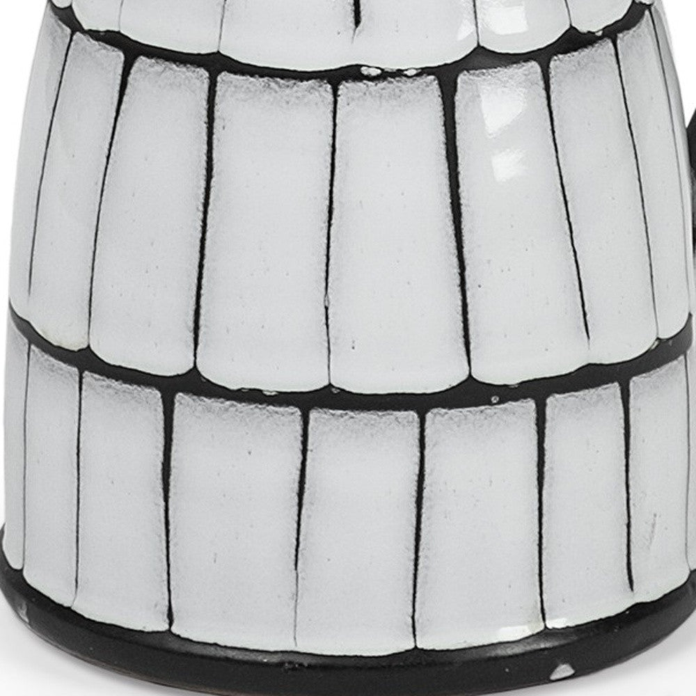 10" Black And White Cylinder Ceramic Urns Jars-4